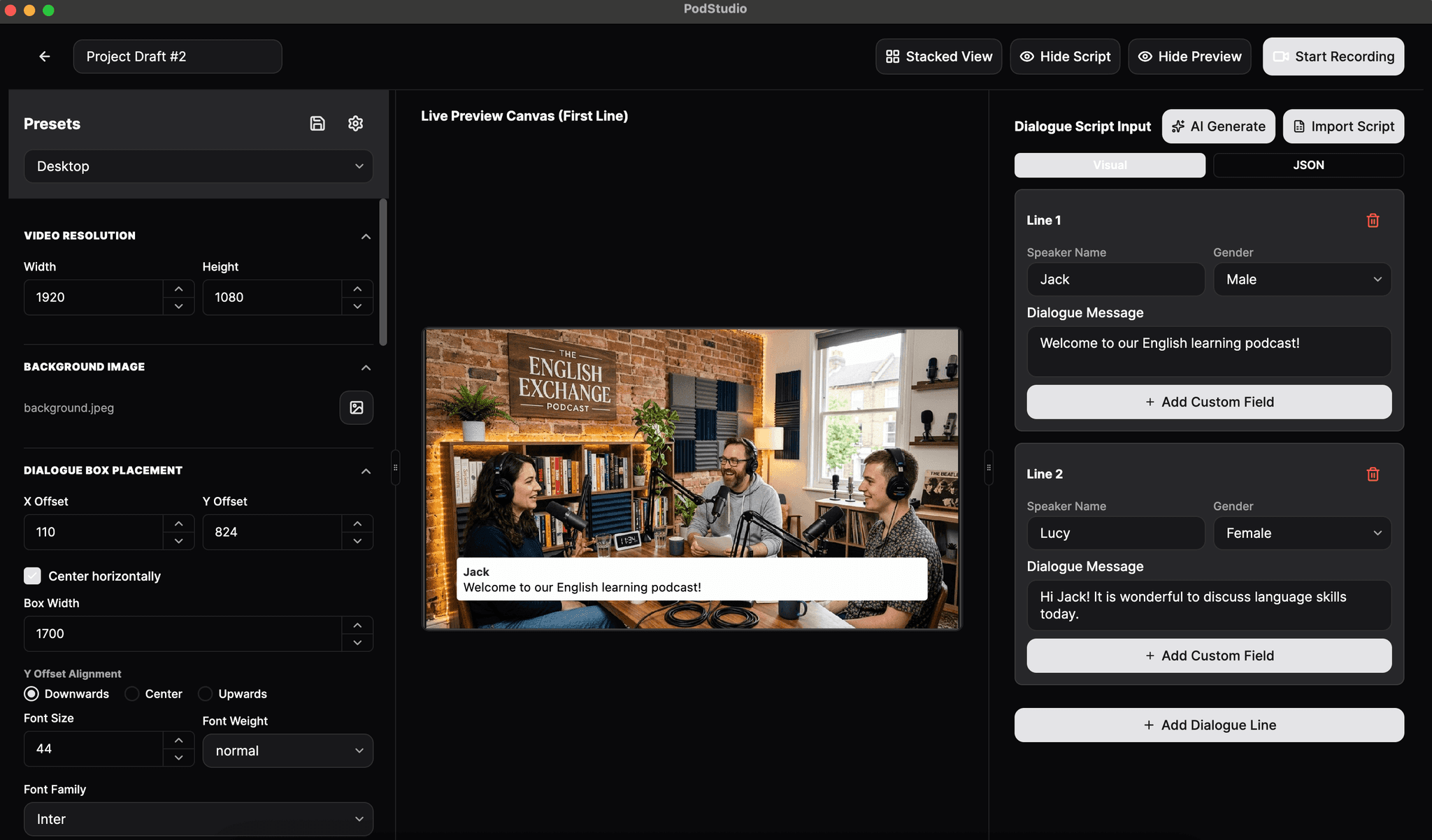 PodStudio App Interface