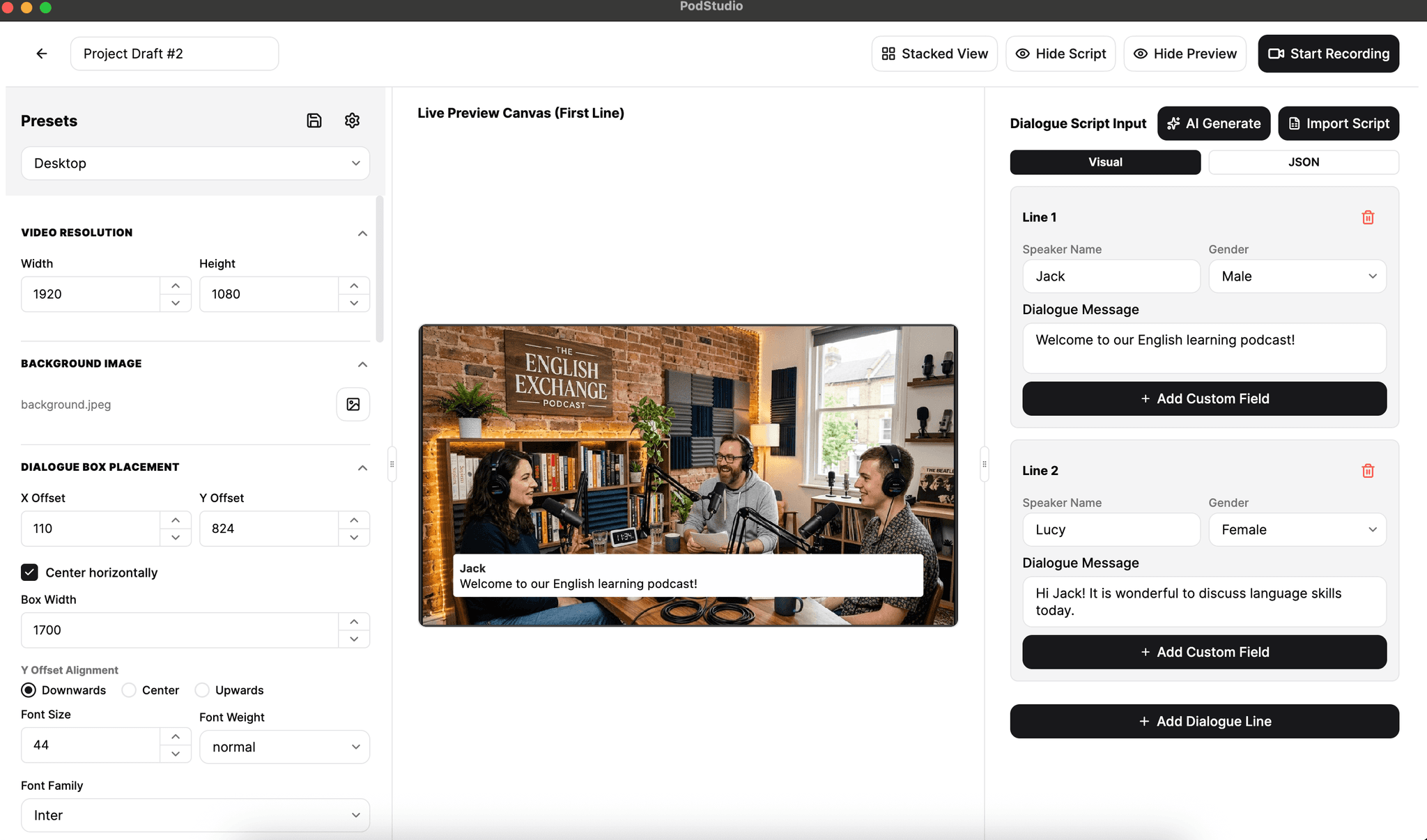 PodStudio App Interface